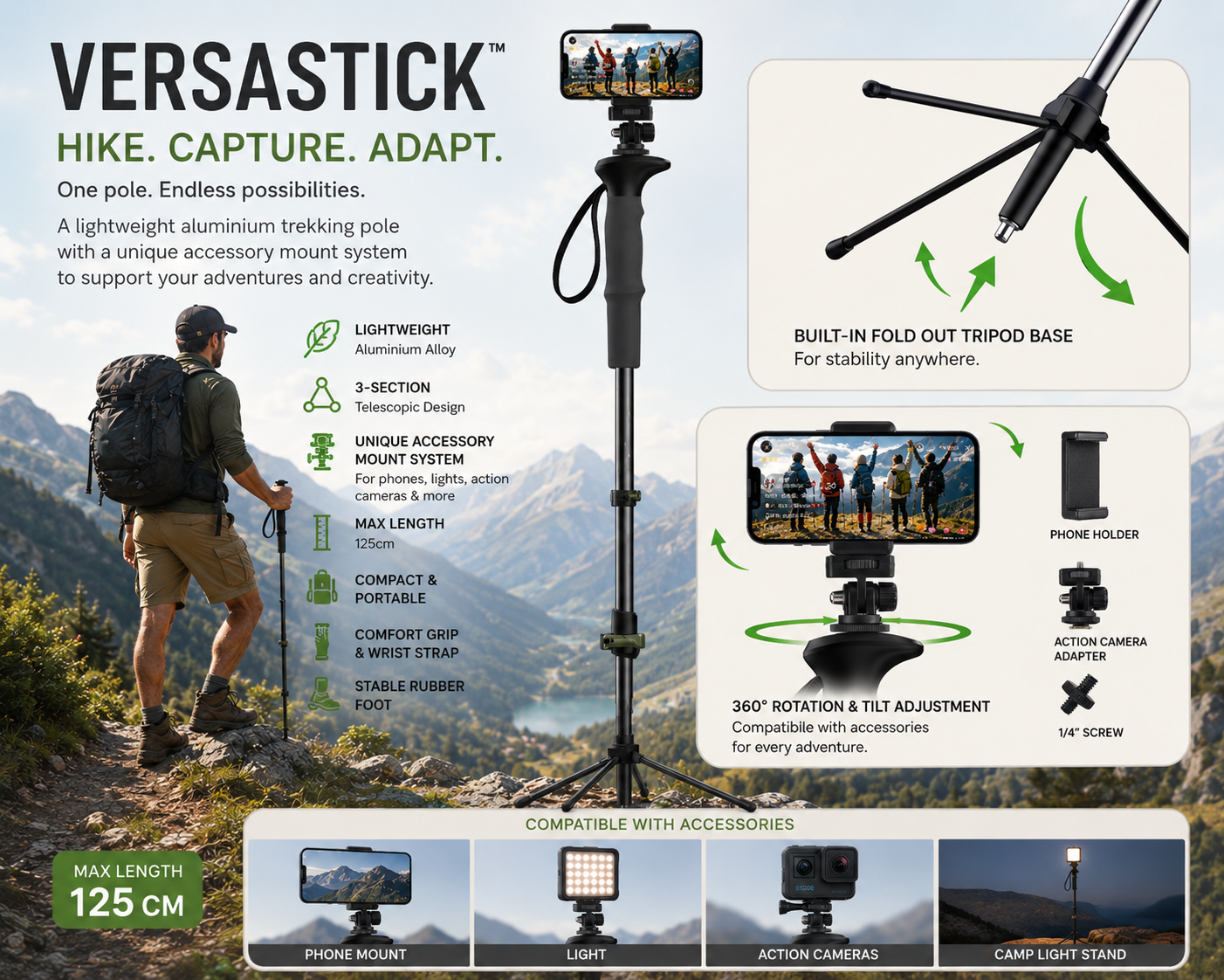 RŌ VersaStick™ Adventure Trekking Pole